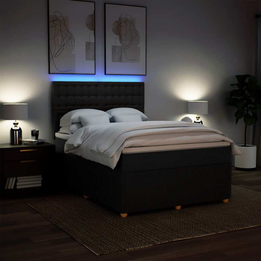 Sommier à lattes de lit avec matelas Noir 140x190 cm Tissu - XIOS