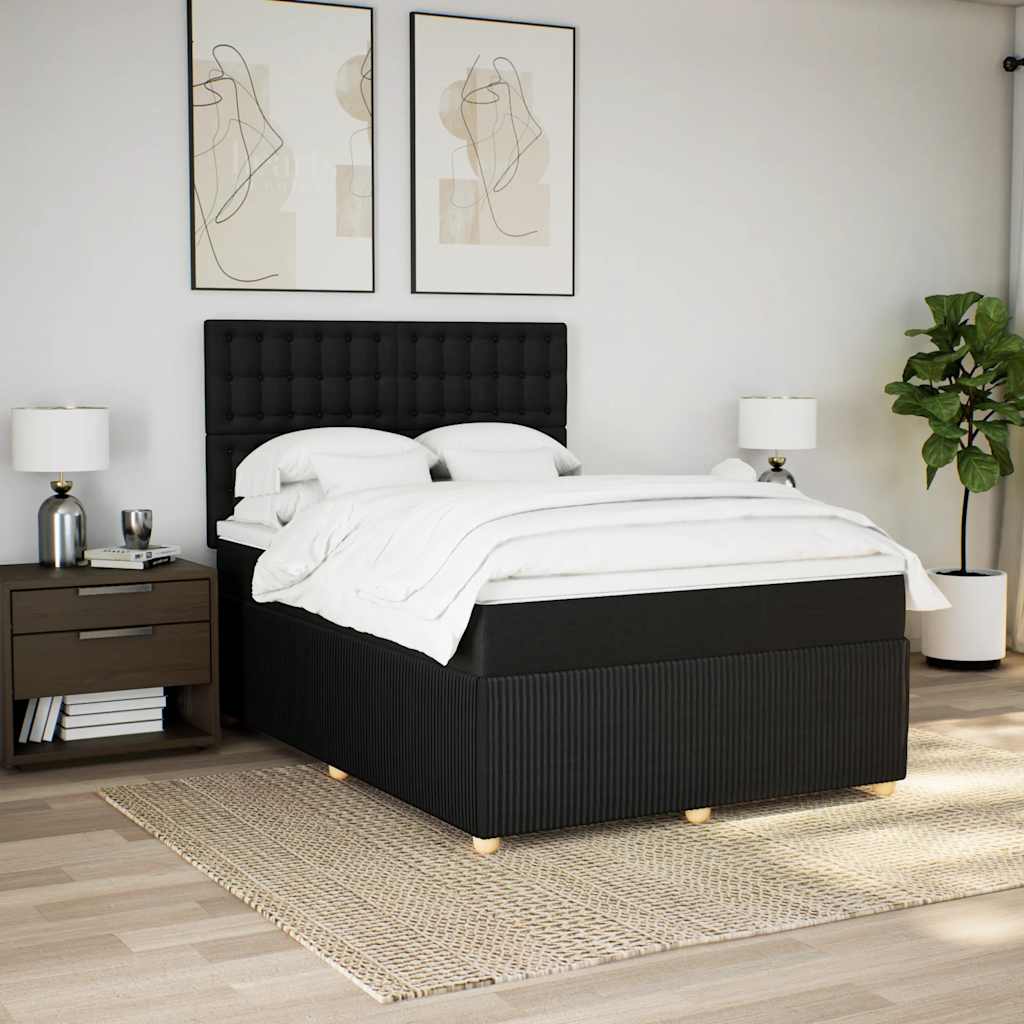 Sommier à lattes de lit avec matelas Noir 140x190 cm Tissu - XIOS