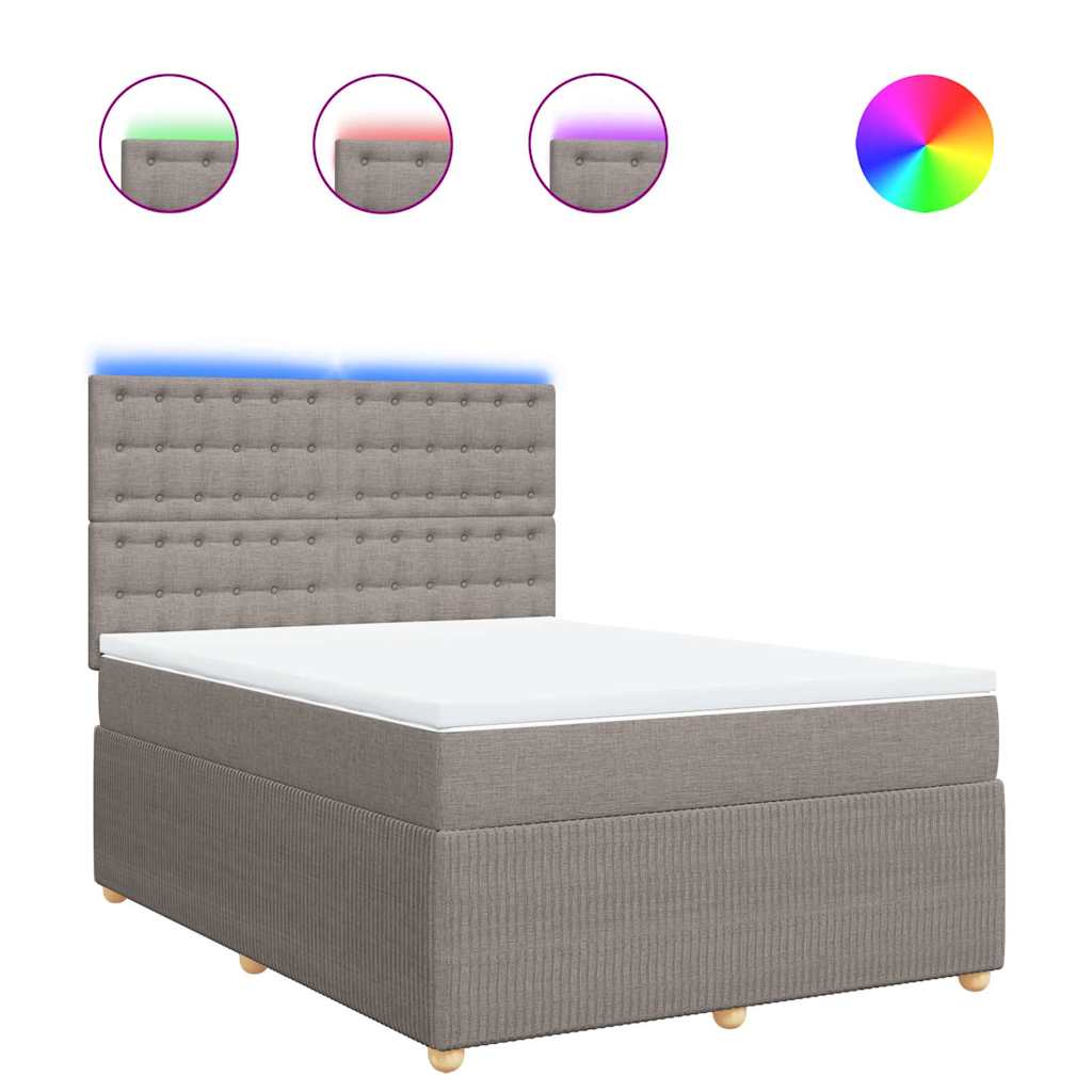 Sommier à lattes de lit avec matelas Taupe 140x190 cm Tissu - XIOS