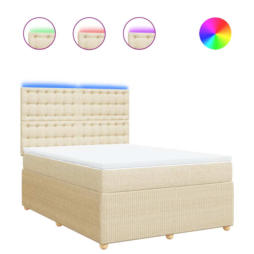 Sommier à lattes de lit avec matelas Crème 140x190 cm Tissu - XIOS