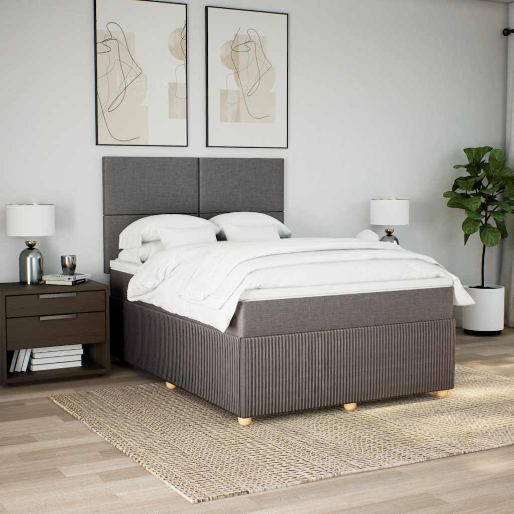 Sommier à lattes de lit avec matelas Taupe 140x200 cm Tissu - XIOS