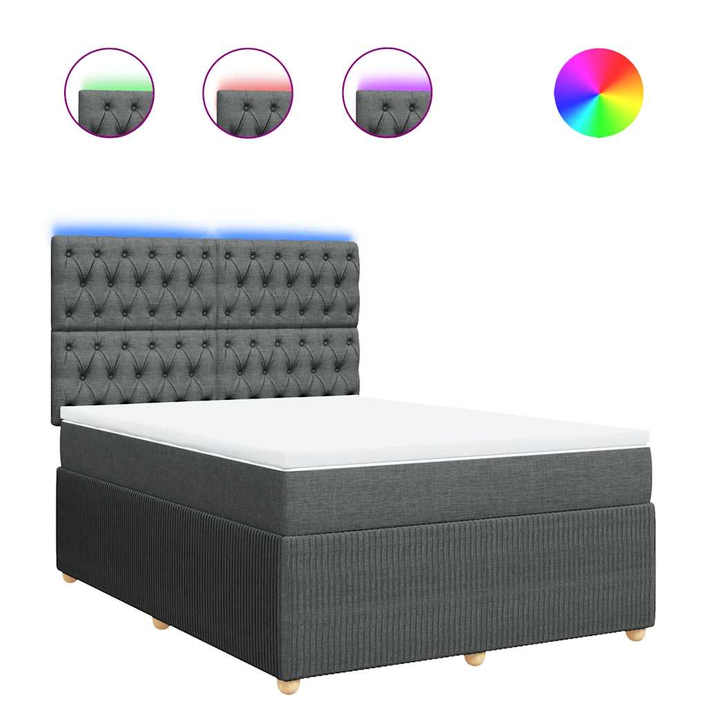 Sommier à lattes de lit avec matelas Gris foncé 140x200cm Tissu - XIOS