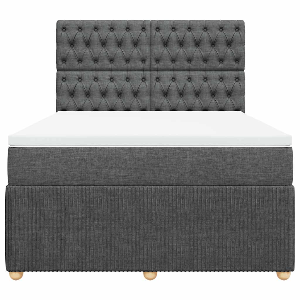 Sommier à lattes de lit avec matelas Gris foncé 140x200cm Tissu - XIOS