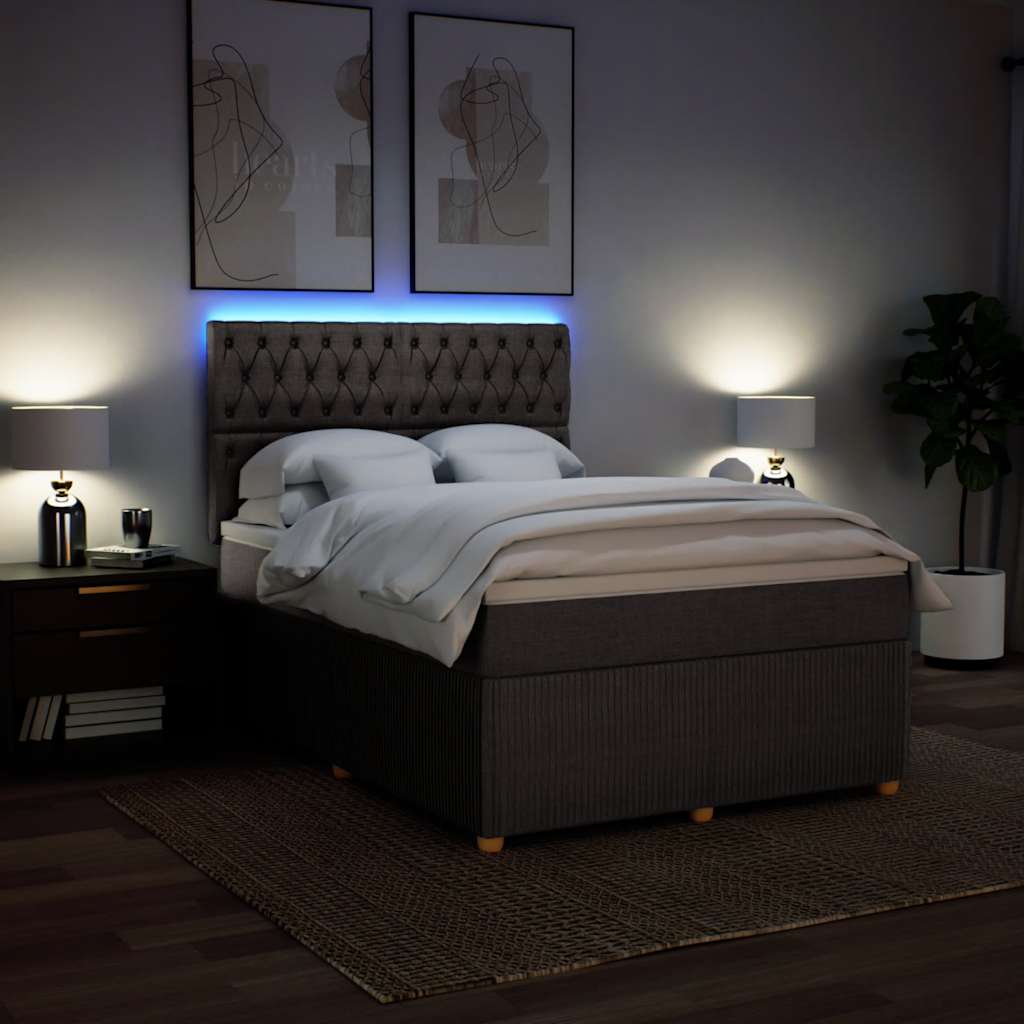 Sommier à lattes de lit avec matelas Taupe 140x200 cm Tissu - XIOS