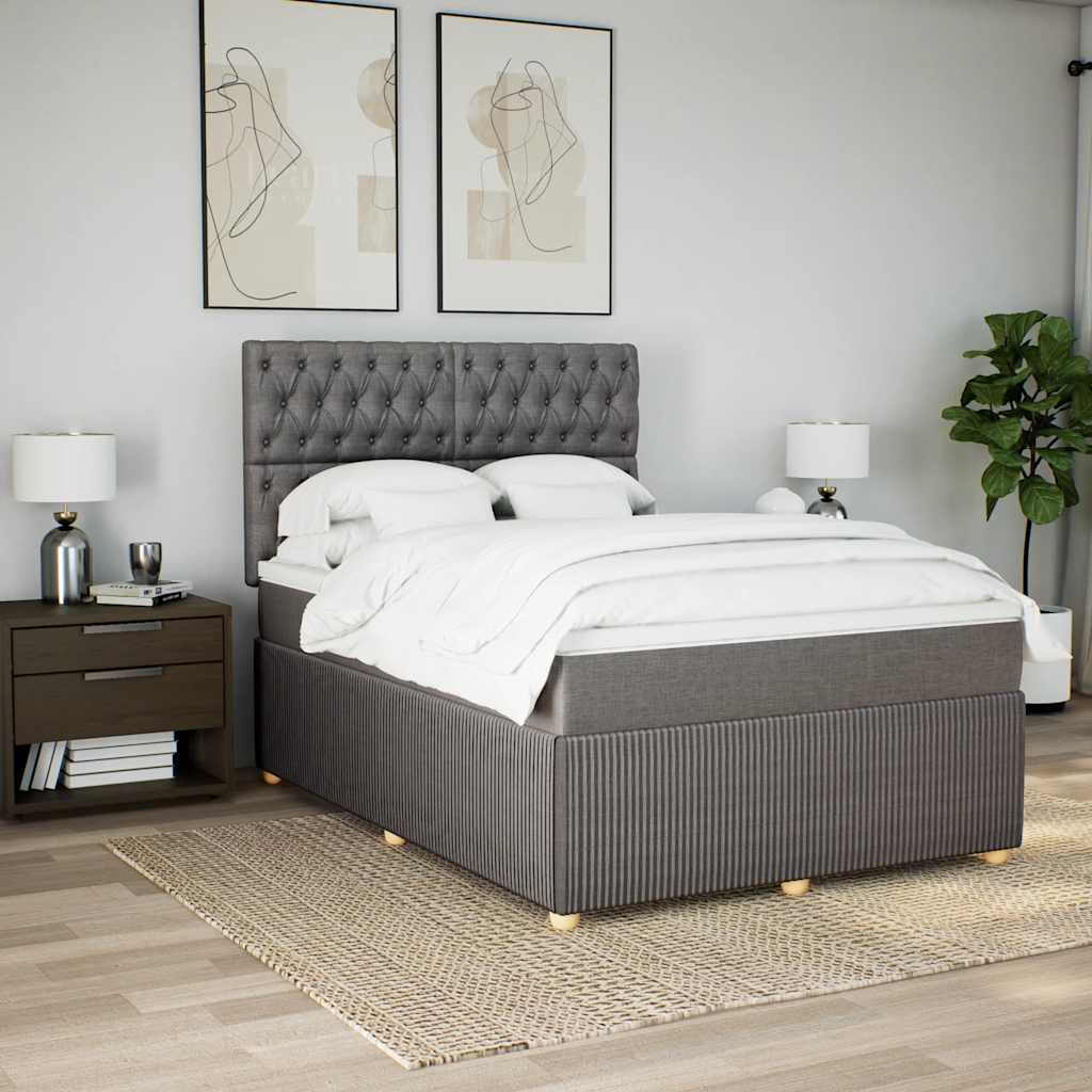 Sommier à lattes de lit avec matelas Taupe 140x200 cm Tissu - XIOS