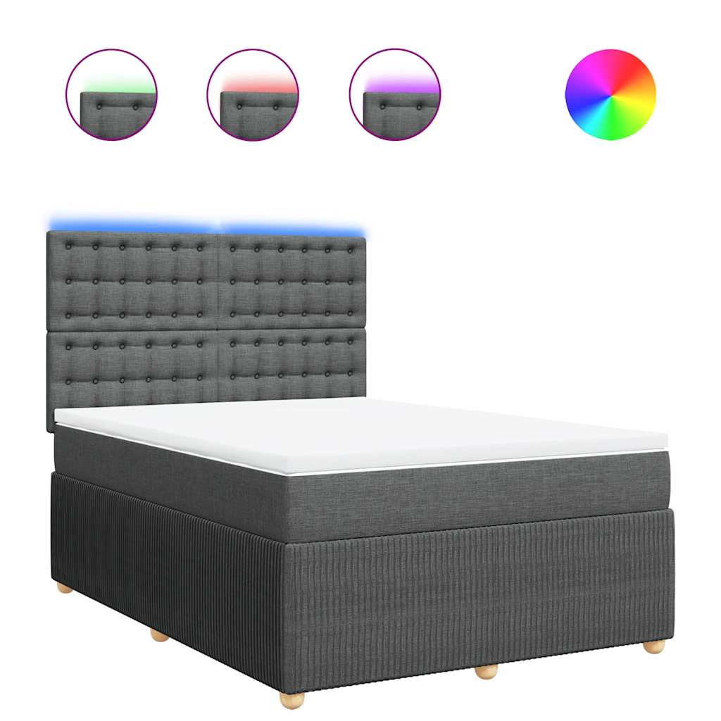 Sommier à lattes de lit avec matelas Gris foncé 140x200cm Tissu - XIOS