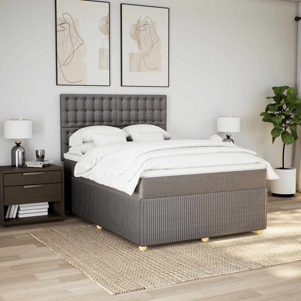Sommier à lattes de lit avec matelas Taupe 140x200 cm Tissu - XIOS