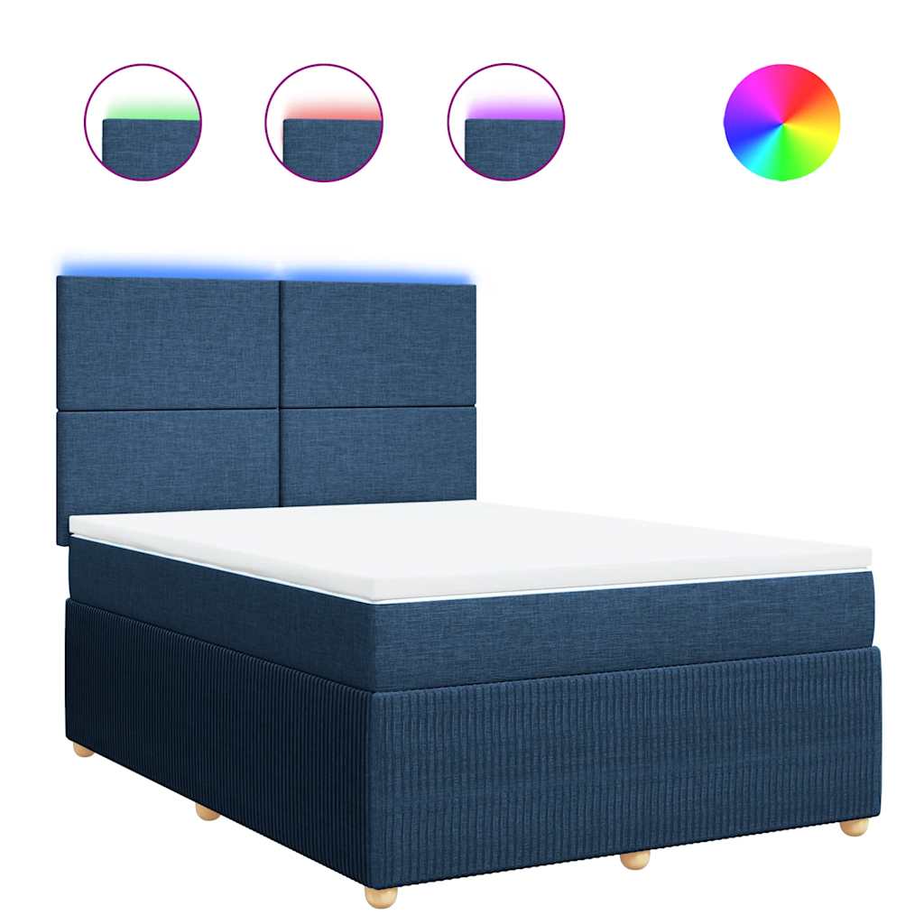 Sommier à lattes de lit avec matelas Bleu 160x200 cm Tissu - XIOS