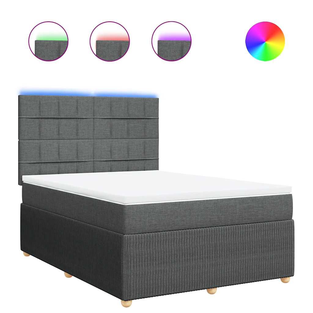 Sommier à lattes de lit avec matelas Gris foncé 160x200cm Tissu - XIOS