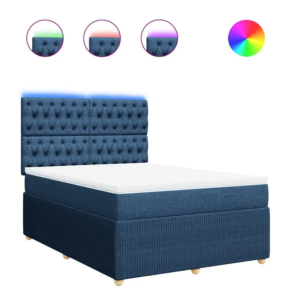 Sommier à lattes de lit avec matelas Bleu 160x200 cm Tissu - XIOS