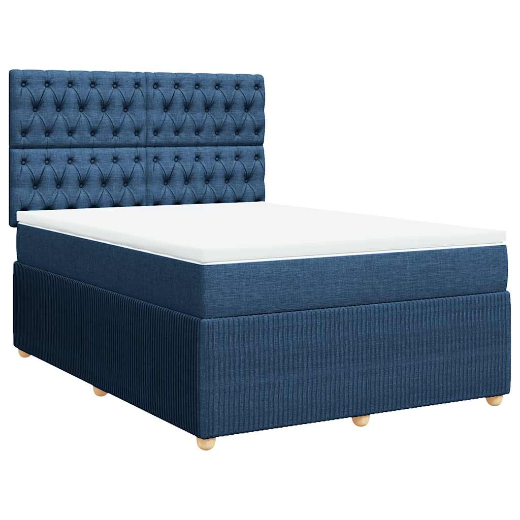Sommier à lattes de lit avec matelas Bleu 160x200 cm Tissu - XIOS