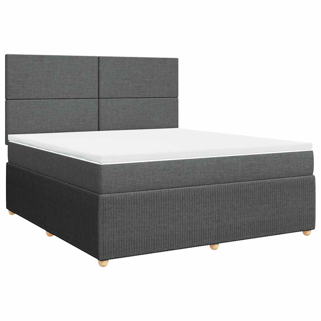 Sommier à lattes de lit avec matelas Gris foncé 180x200cm Tissu - XIOS
