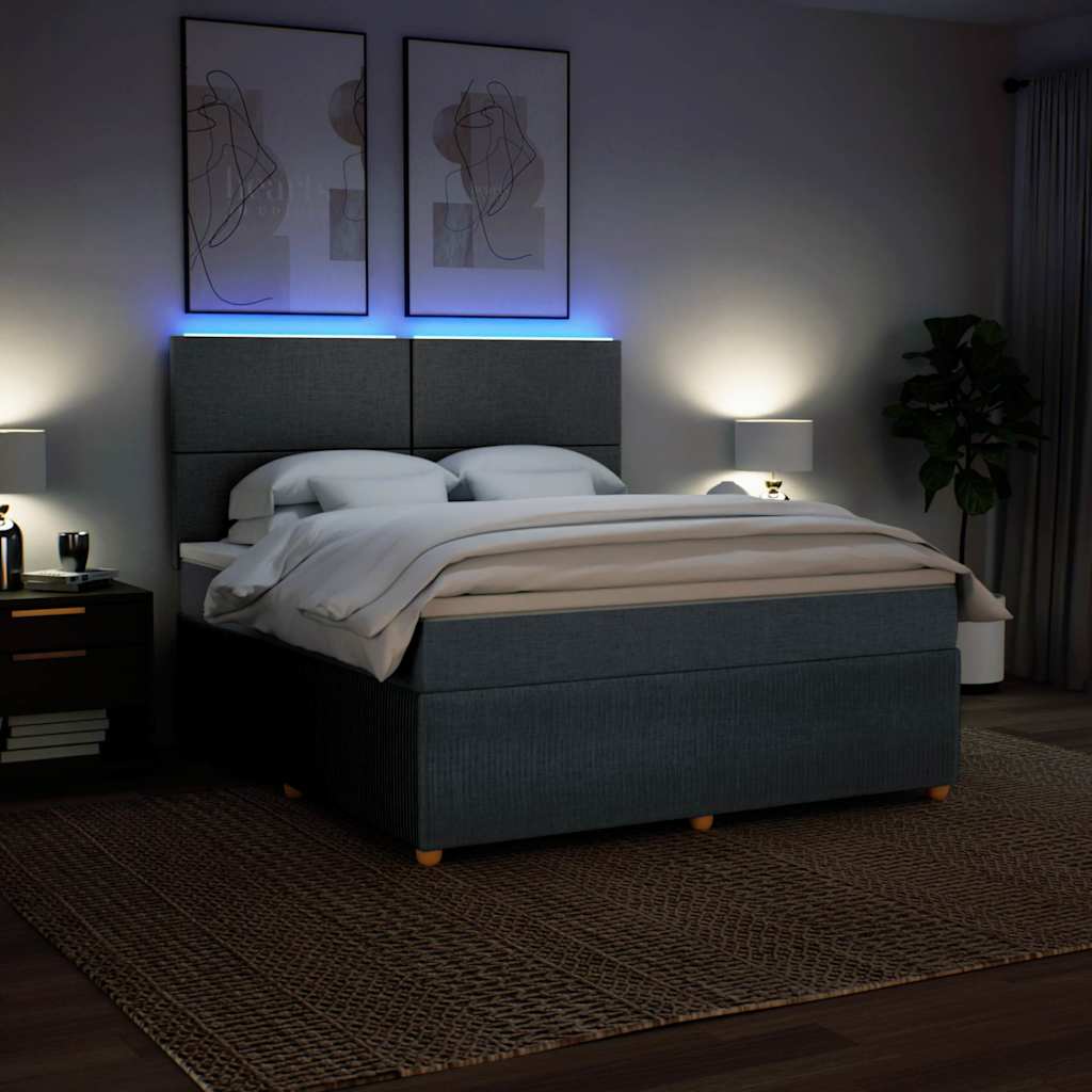 Sommier à lattes de lit avec matelas Gris foncé 180x200cm Tissu - XIOS