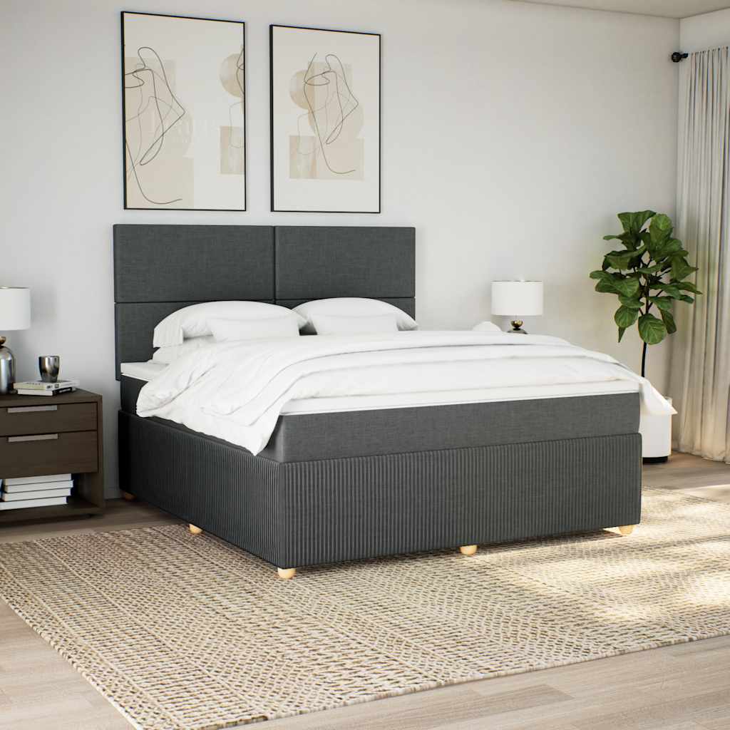 Sommier à lattes de lit avec matelas Gris foncé 180x200cm Tissu - XIOS