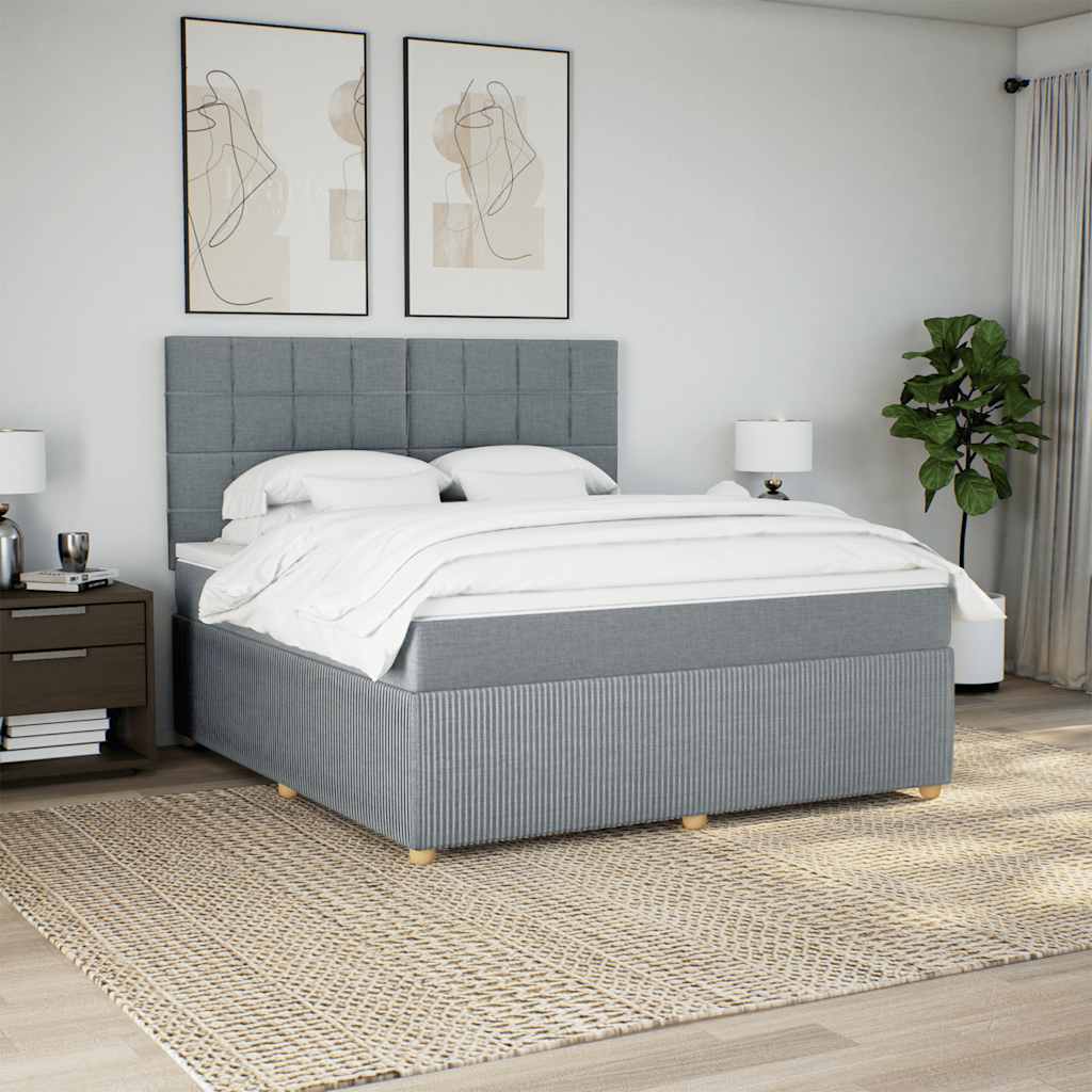 Sommier à lattes de lit avec matelas Gris clair 180x200cm Tissu - XIOS