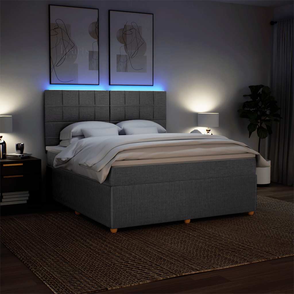 Sommier à lattes de lit avec matelas Gris foncé 180x200cm Tissu - XIOS
