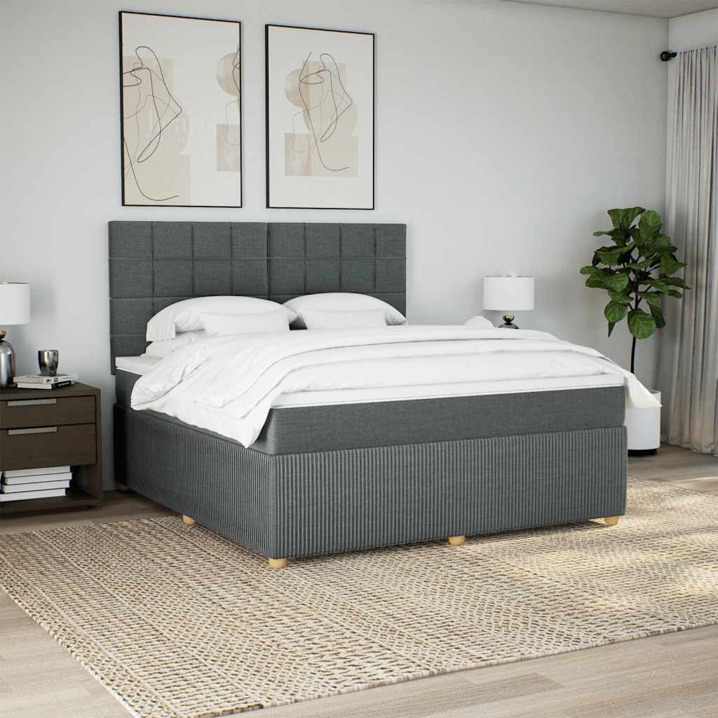 Sommier à lattes de lit avec matelas Gris foncé 180x200cm Tissu - XIOS
