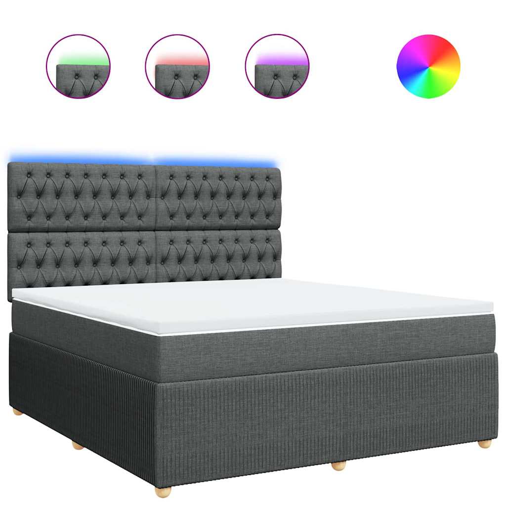 Sommier à lattes de lit avec matelas Gris foncé 180x200cm Tissu - XIOS
