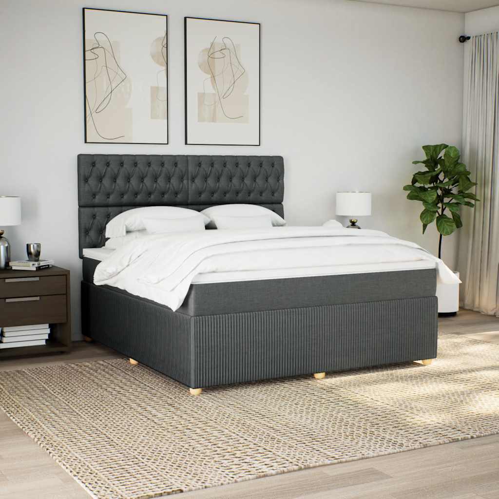 Sommier à lattes de lit avec matelas Gris foncé 180x200cm Tissu - XIOS