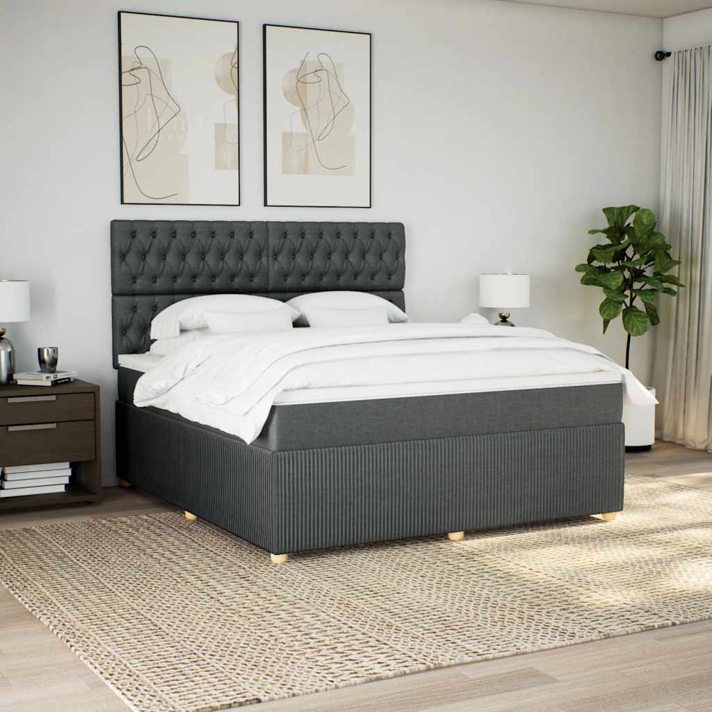 Sommier à lattes de lit avec matelas Gris foncé 180x200cm Tissu - XIOS