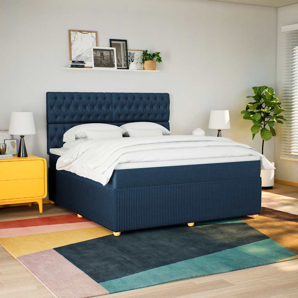 Sommier à lattes de lit avec matelas Bleu 180x200 cm Tissu - XIOS