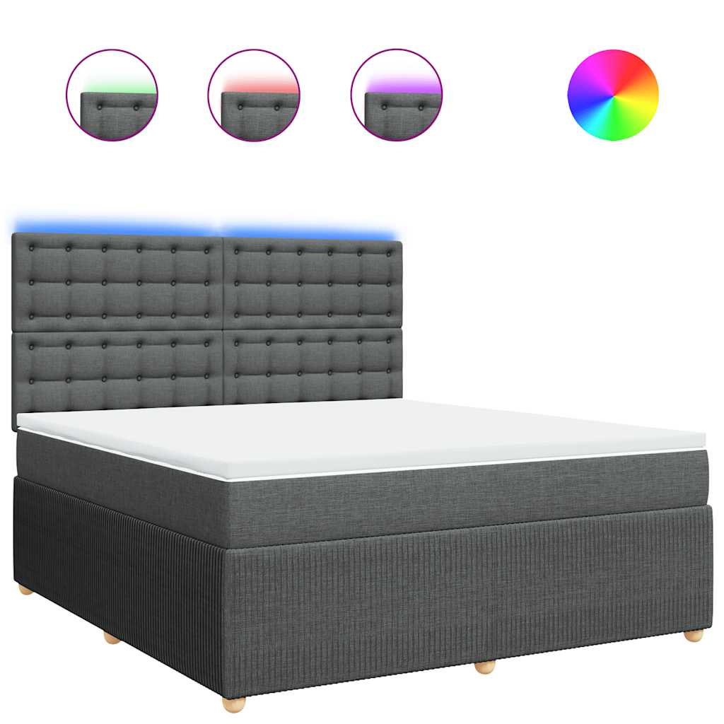 Sommier à lattes de lit avec matelas Gris foncé 180x200cm Tissu - XIOS
