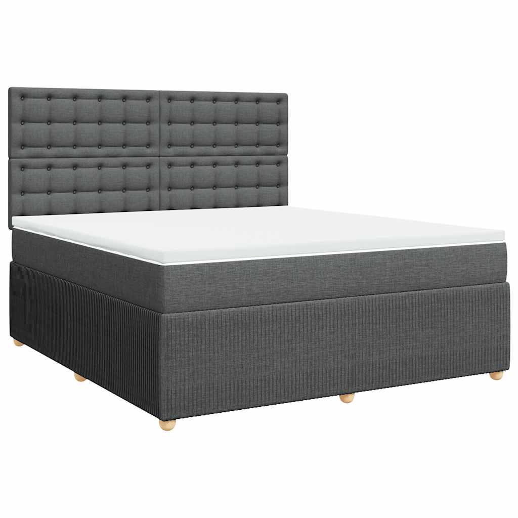 Sommier à lattes de lit avec matelas Gris foncé 180x200cm Tissu - XIOS