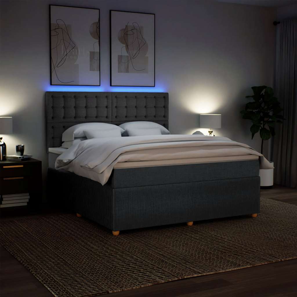 Sommier à lattes de lit avec matelas Gris foncé 180x200cm Tissu - XIOS