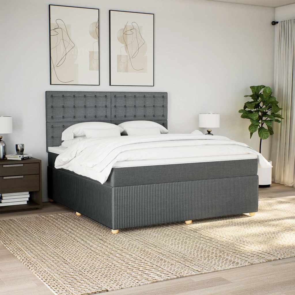 Sommier à lattes de lit avec matelas Gris foncé 180x200cm Tissu - XIOS