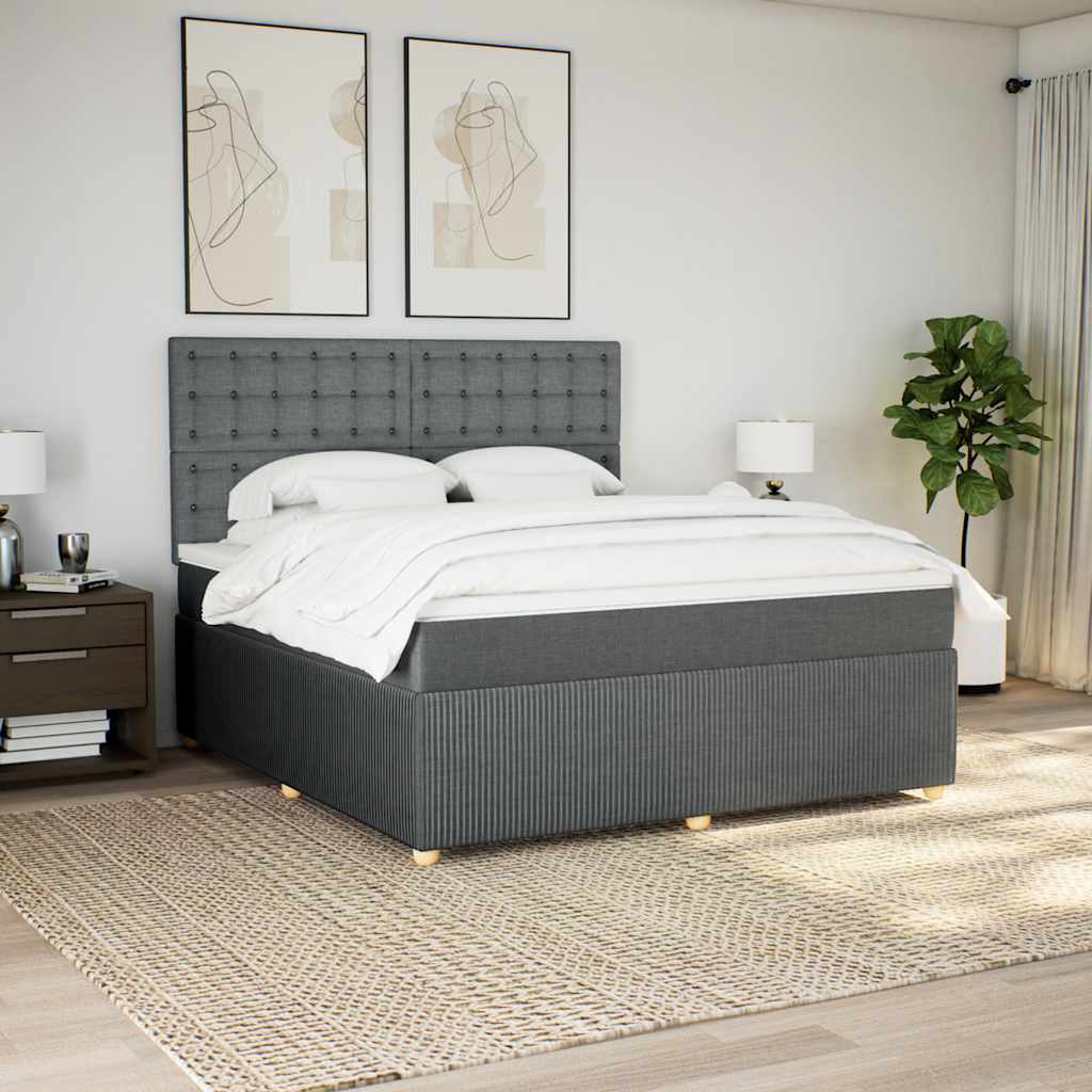 Sommier à lattes de lit avec matelas Gris foncé 180x200cm Tissu - XIOS