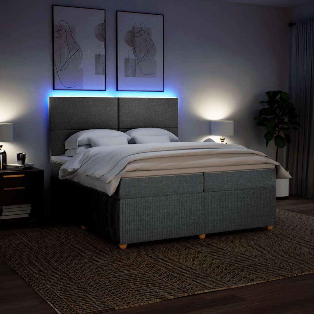 Sommier à lattes de lit avec matelas Gris clair 200x200cm Tissu - XIOS