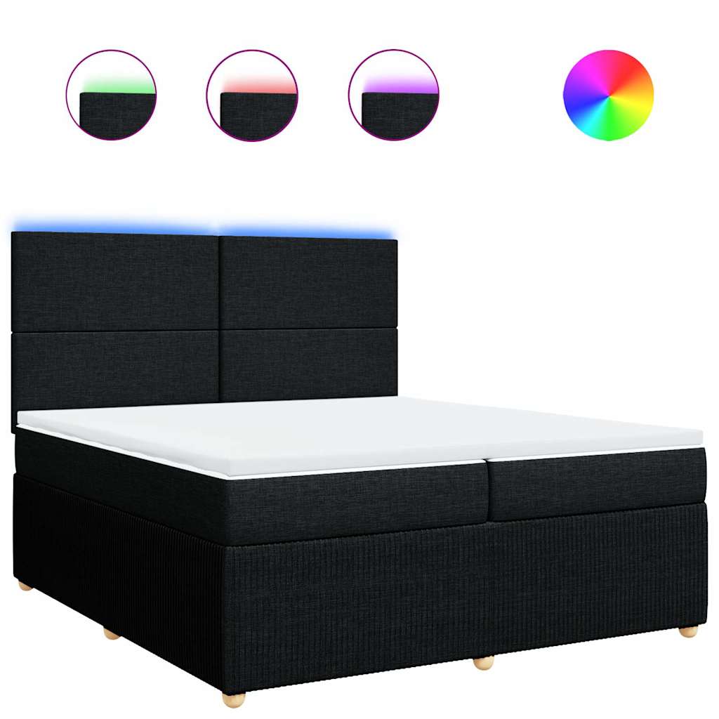 Sommier à lattes de lit avec matelas Noir 200x200 cm Tissu - XIOS