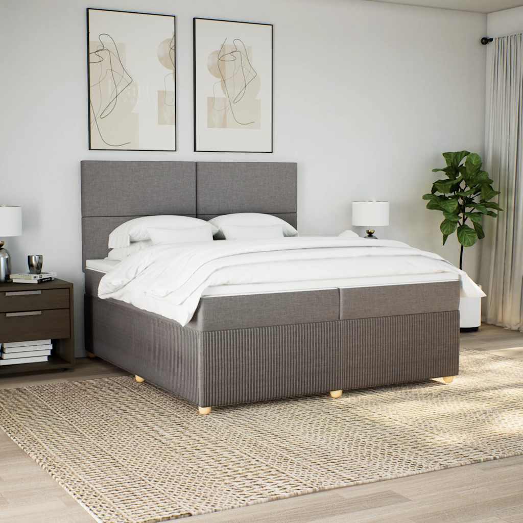 Sommier à lattes de lit avec matelas Taupe 200x200 cm Tissu - XIOS