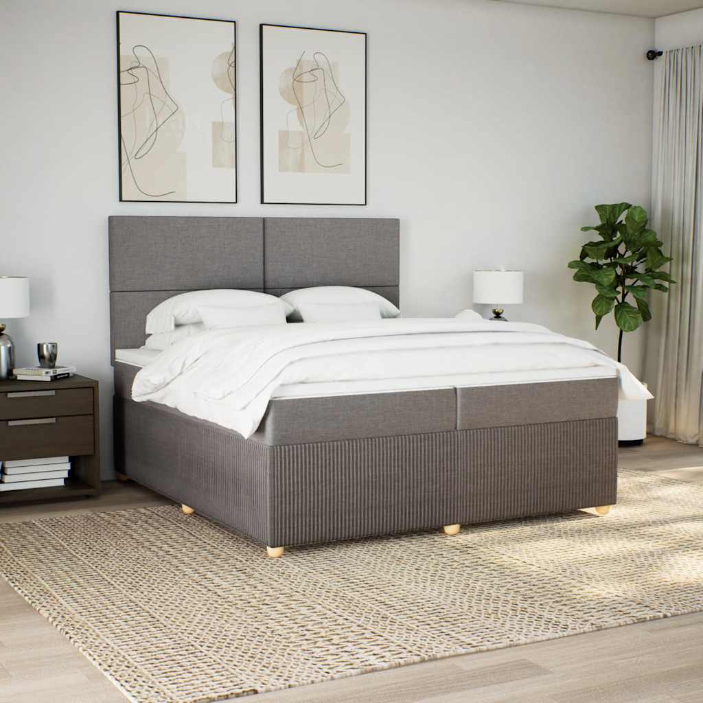 Sommier à lattes de lit avec matelas Taupe 200x200 cm Tissu - XIOS