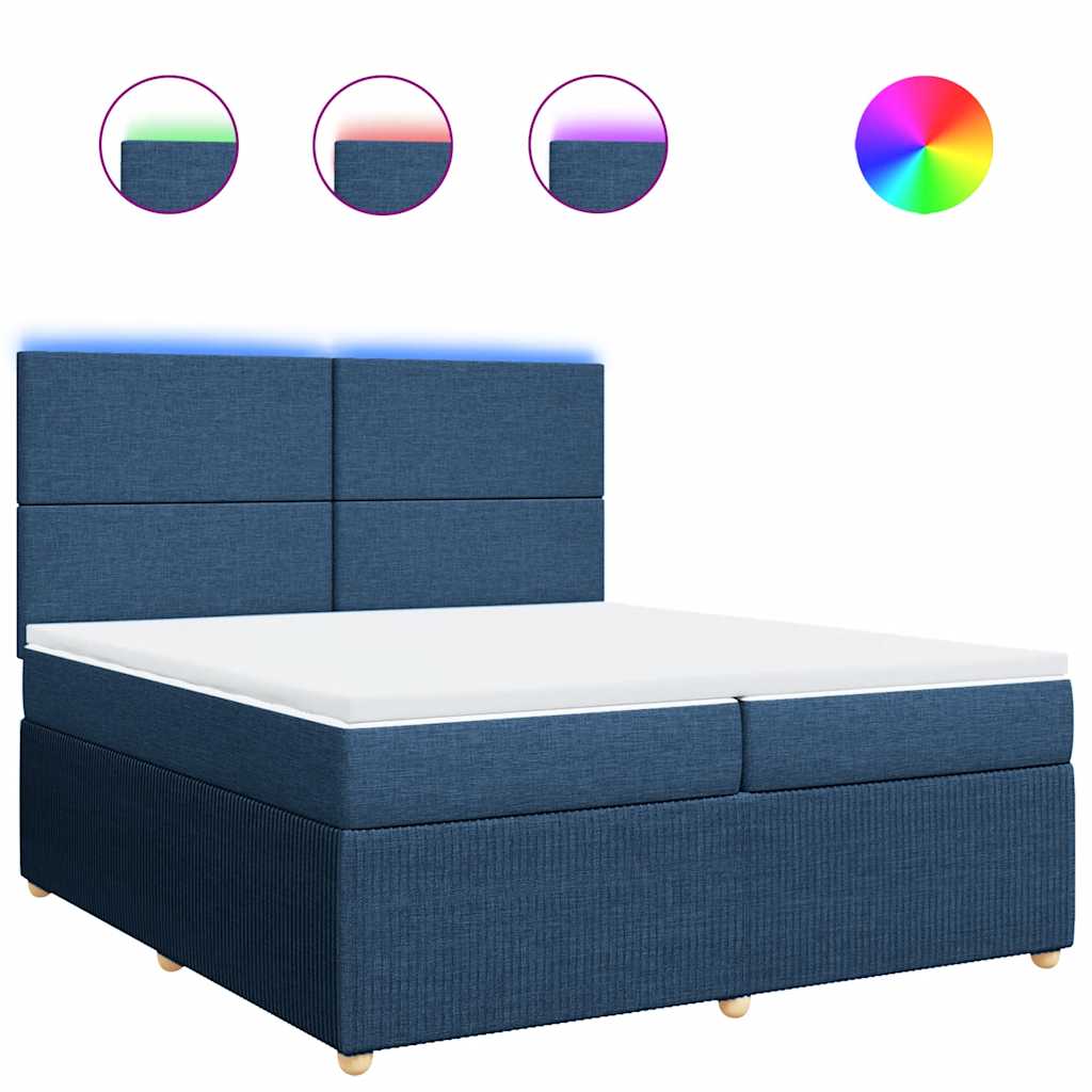 Sommier à lattes de lit avec matelas Bleu 200x200 cm Tissu - XIOS