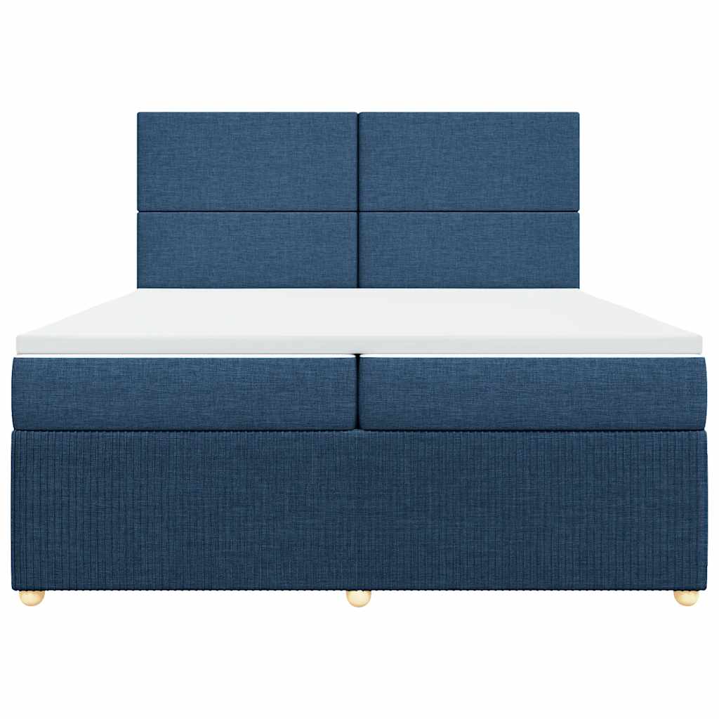 Sommier à lattes de lit avec matelas Bleu 200x200 cm Tissu - XIOS