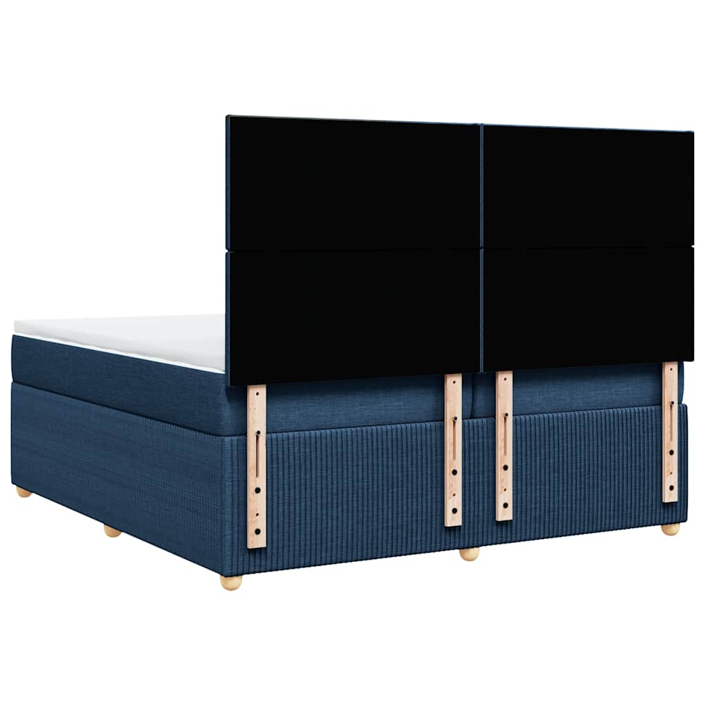 Sommier à lattes de lit avec matelas Bleu 200x200 cm Tissu - XIOS