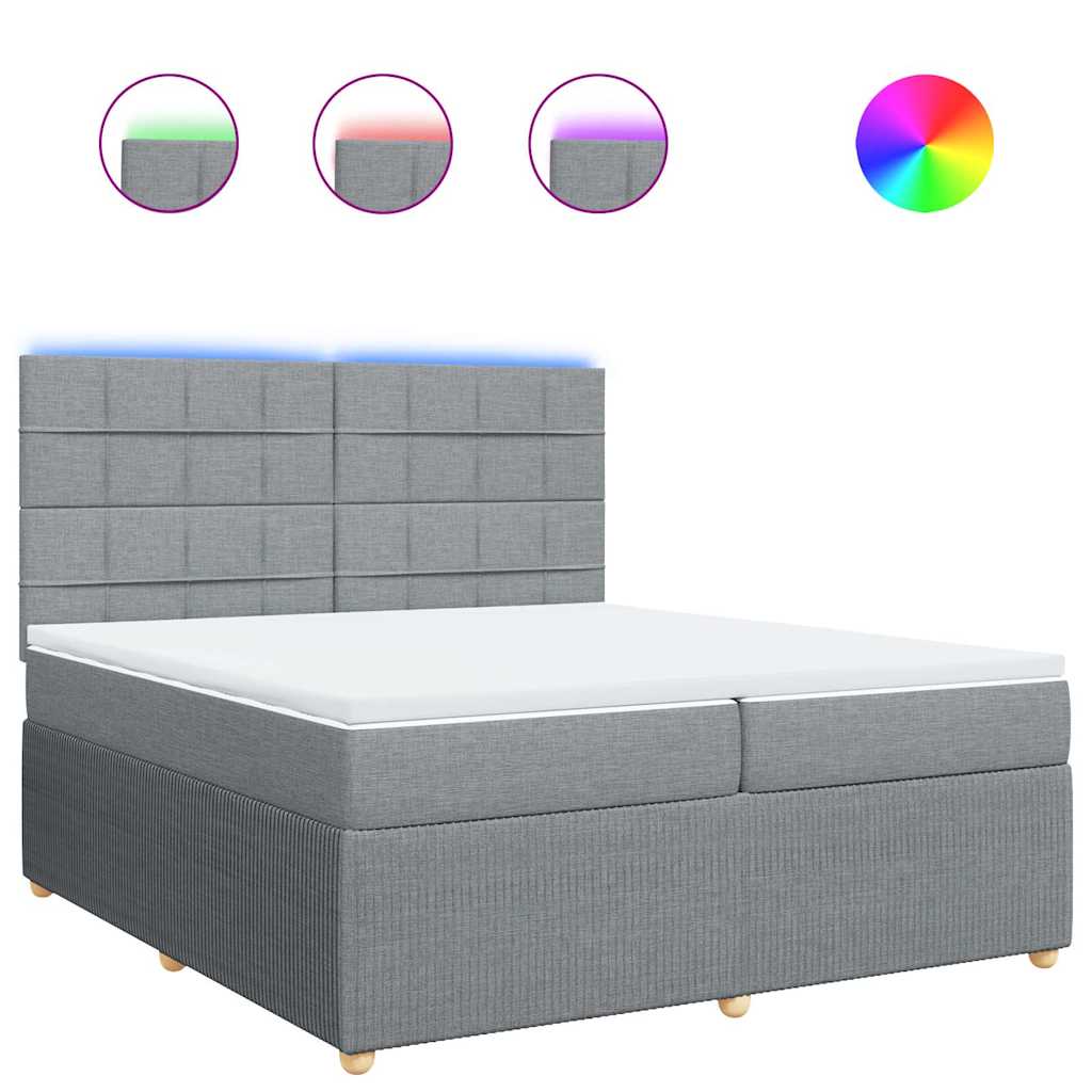 Sommier à lattes de lit avec matelas Gris clair 200x200cm Tissu - XIOS