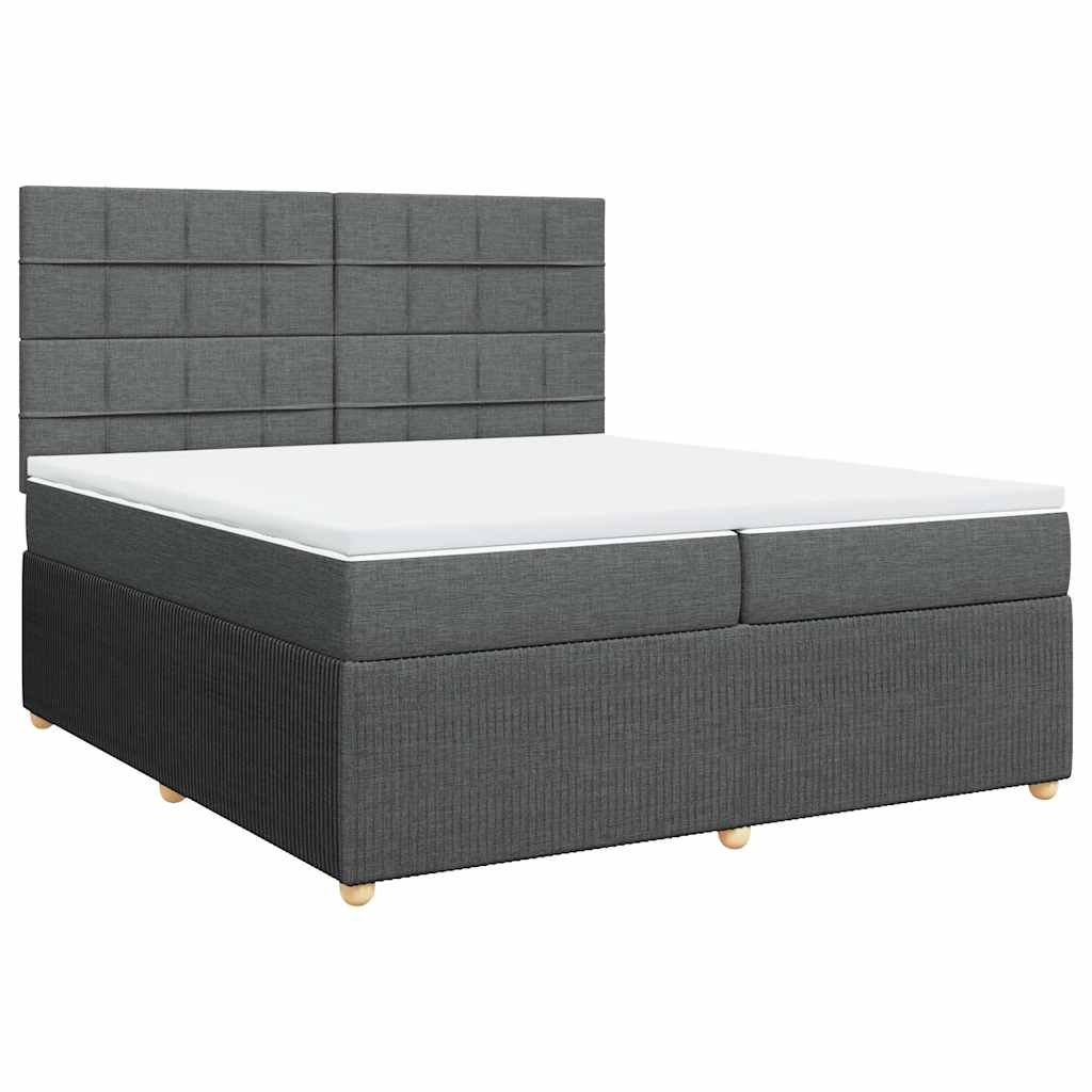 Sommier à lattes de lit avec matelas Gris foncé 200x200cm Tissu - XIOS