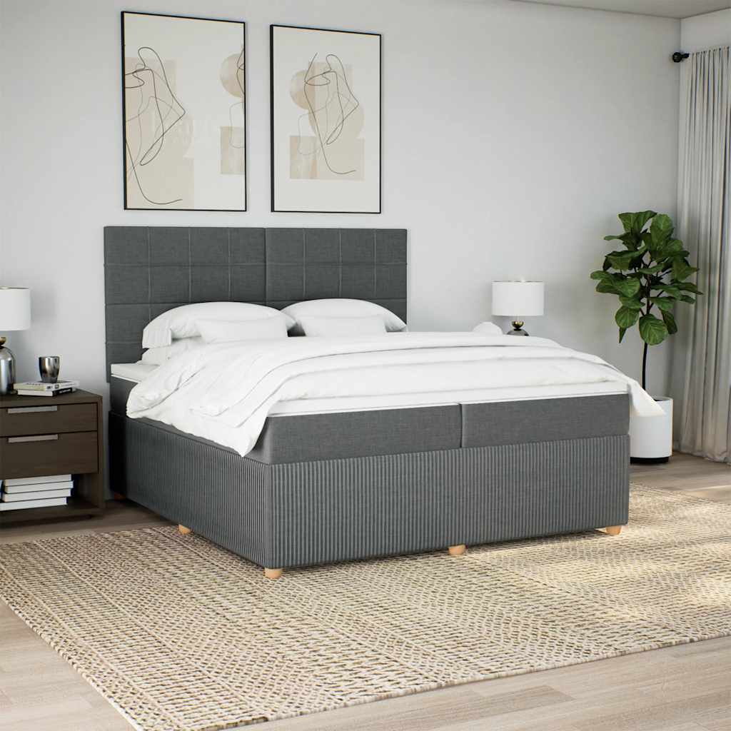 Sommier à lattes de lit avec matelas Gris foncé 200x200cm Tissu - XIOS
