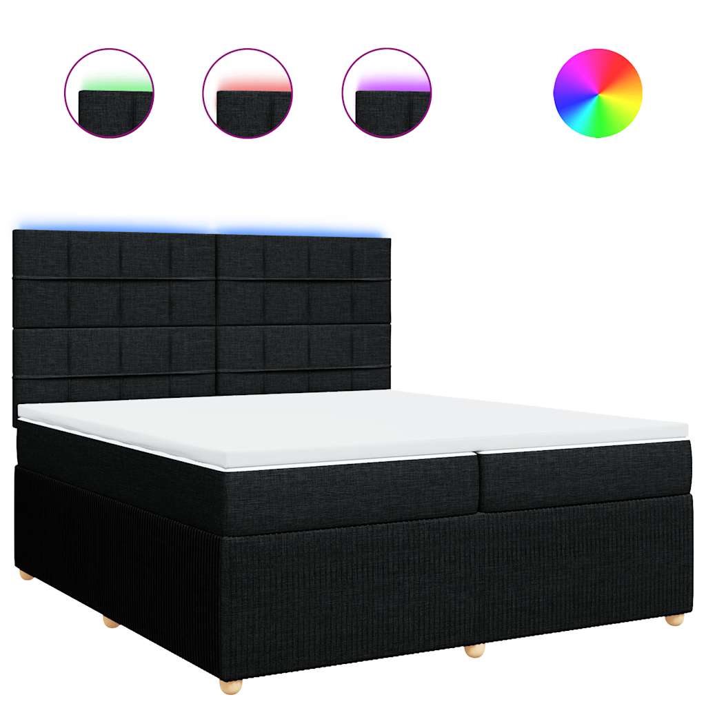 Sommier à lattes de lit avec matelas Noir 200x200 cm Tissu - XIOS
