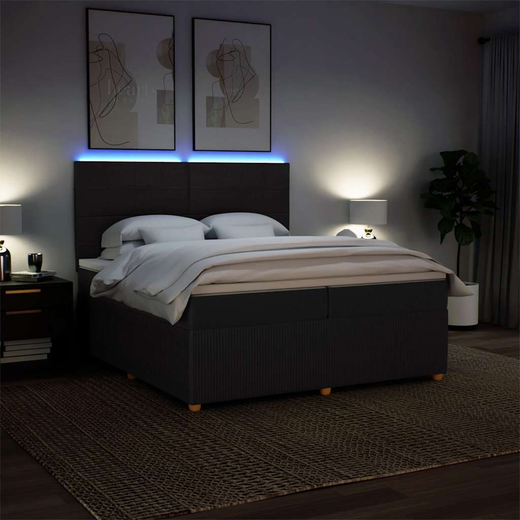 Sommier à lattes de lit avec matelas Noir 200x200 cm Tissu - XIOS