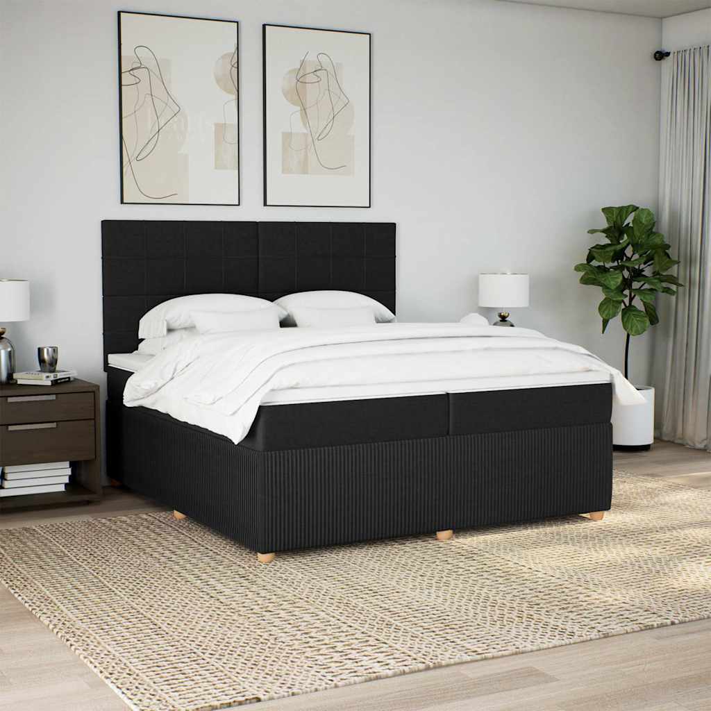 Sommier à lattes de lit avec matelas Noir 200x200 cm Tissu - XIOS