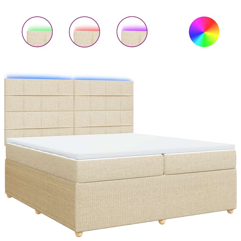 Sommier à lattes de lit avec matelas Crème 200x200 cm Tissu - XIOS