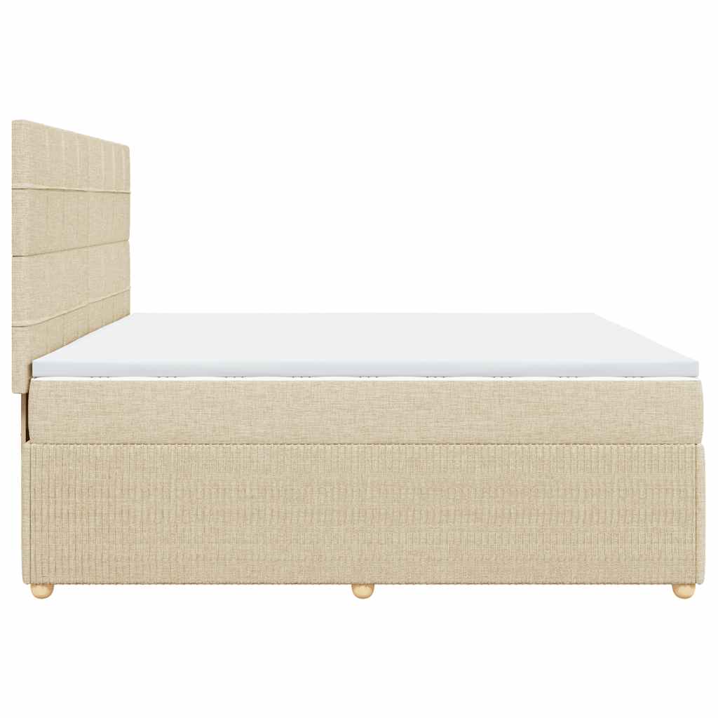 Sommier à lattes de lit avec matelas Crème 200x200 cm Tissu - XIOS