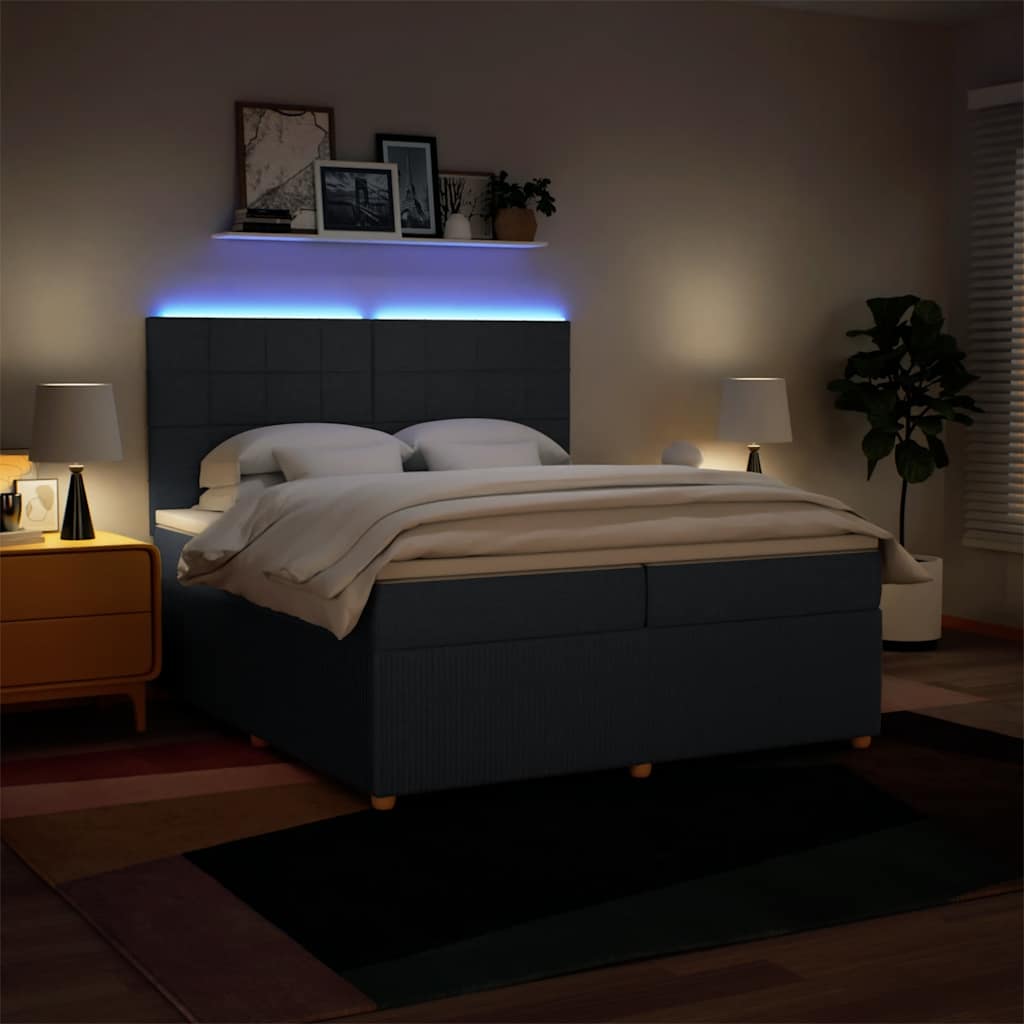 Sommier à lattes de lit avec matelas Bleu 200x200 cm Tissu - XIOS