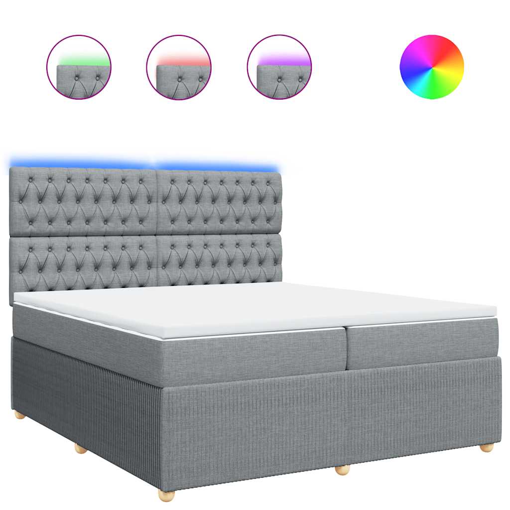 Sommier à lattes de lit avec matelas Gris clair 200x200cm Tissu - XIOS