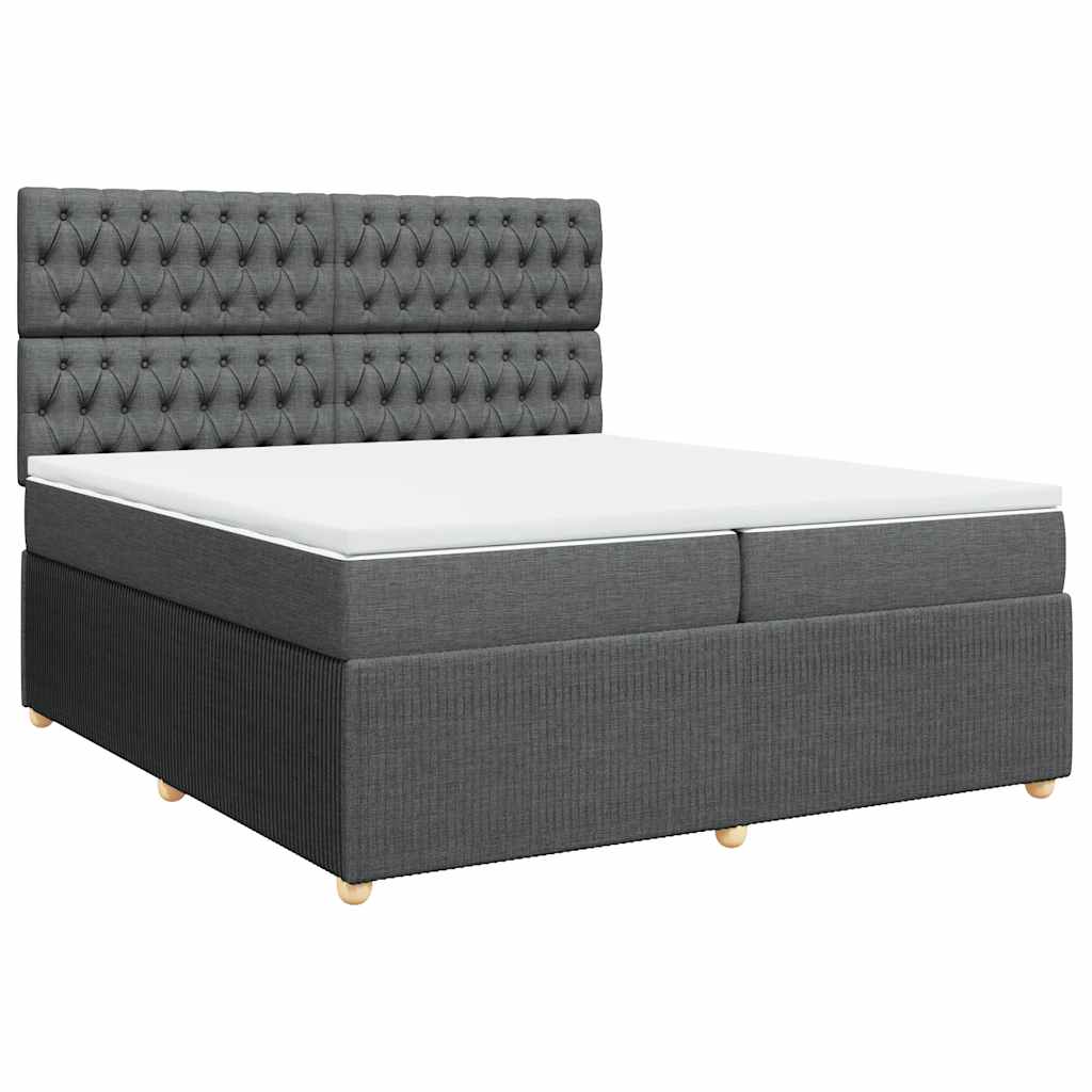 Sommier à lattes de lit avec matelas Gris foncé 200x200cm Tissu - XIOS