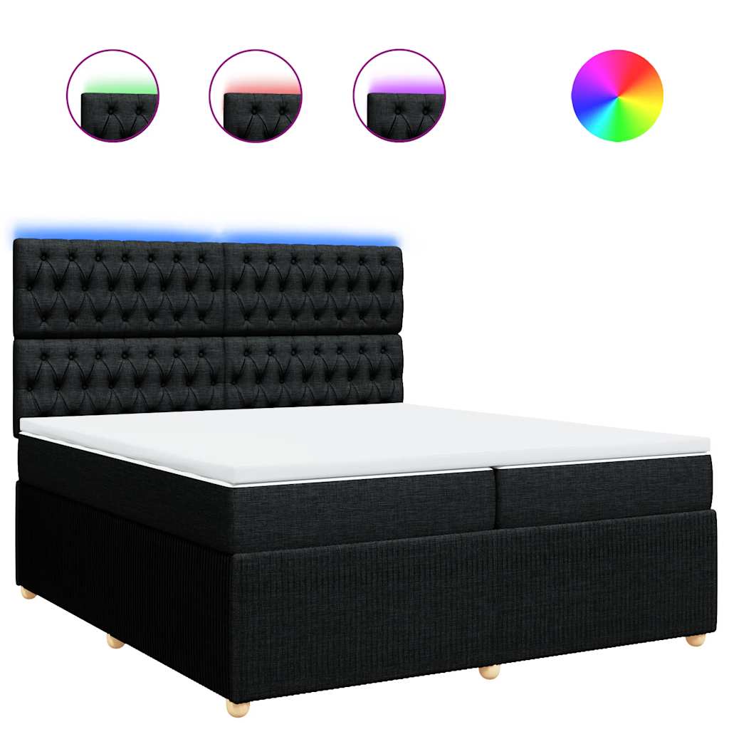 Sommier à lattes de lit avec matelas Noir 200x200 cm Tissu - XIOS