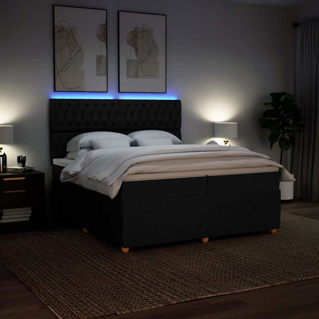 Sommier à lattes de lit avec matelas Noir 200x200 cm Tissu - XIOS